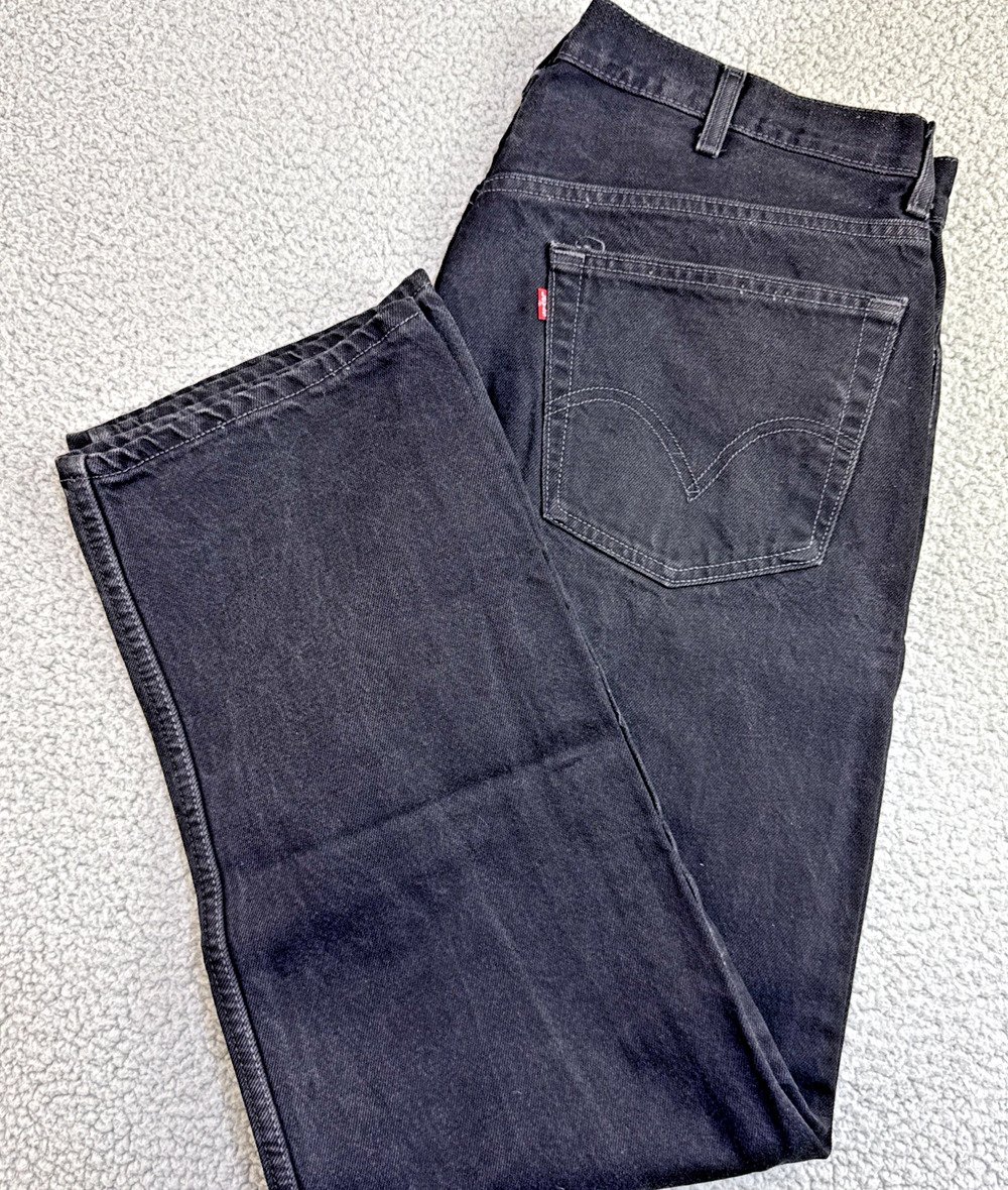 Vintage Levis 505 Jeans Mens 40x32 Black Regular Fit Straight Leg American Denim
